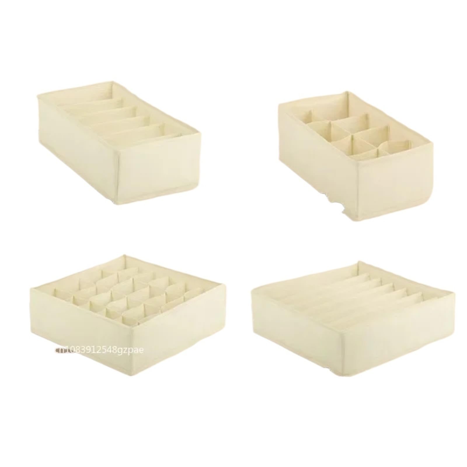 Organizador Calcetines Caja de almacenamiento de ropa interior, juego de seis piezas plegable no tejido, acabado de cajón de calcetines, sujetador, 4 Uds./1 Juego(Yellow-4pcs)