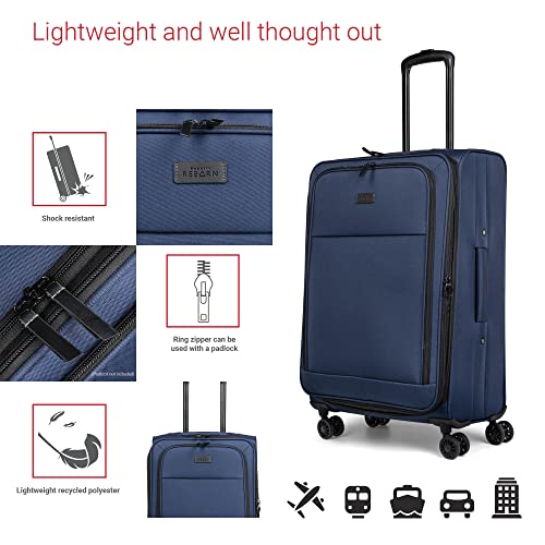 Bugatti Reborn Collection 28 Inch Spinner Luggage for Airplanes, Large Expandable Suitcase with 360-Degree Spinner Wheels, Retractable Handle, Navy2
