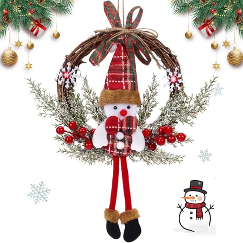 Dandin Weihnachten Deko Türkranz, 35cm Weihnachtskranz Elch Rentier,...