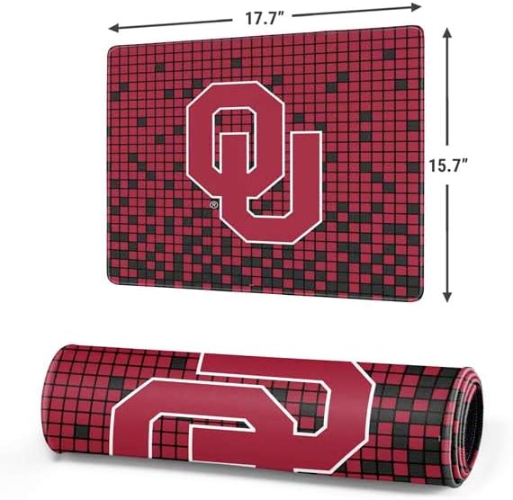 Skinit Medium Gaming Mouse Pad - Officially Licensed Oklahoma Sooners Red Digi Design with Stitched Edges, Waterproof, Non-Slip Rubber Base, Desk Mat for Keyboard & Mouse, 17.7" x 15.75" inches