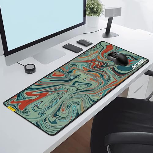 Image of Ant Esports Tropical Wave Unique Mouse Pad Gaming Mouse Pad Extended Mouse Mat for Mouse Keyboard Stitched Edges Waterproof Non-Slip Base Mousepads for Office Home Shop Gaming Extra Large Dusky Green