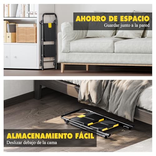Escalera plegable de 2 peldaños con bloqueo de seguridad y alta carga de 360kg 6