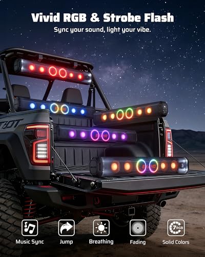 Image of Ehaho 35'' UTV Sound Bar, Golf Cart Speaker Bluetooth with RGB Party Lights