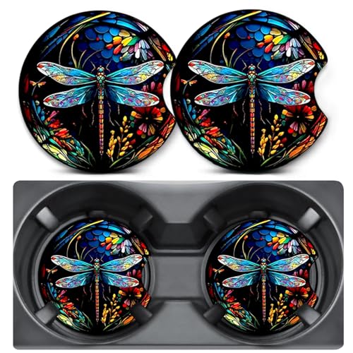 2 Posavasos Dragonfly para Auto, Neopreno Antideslizante miniatura 1