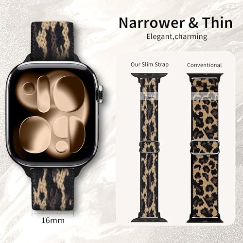 Slim Stretchy Bands Compatible with Apple Watch Band 40mm 41mm 42mm 38mm 44mm 45mm 46mm 49mm Women Men, Soft Fashion Nylon Braided Elastic Strap for iWatch Series 10 SE 9 8 7 6 5 4 3 2 1 Ultra 2