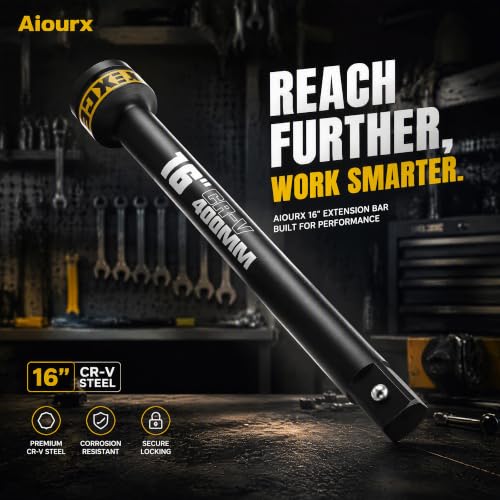 Image of 1 inch Drive Impact Extension Bar, 16 Inch Length Socket Extension, CR-V Steel, Narrow and Deep Areas in Automobile Maintenance, Mechanical Assembly or Industrial Operations