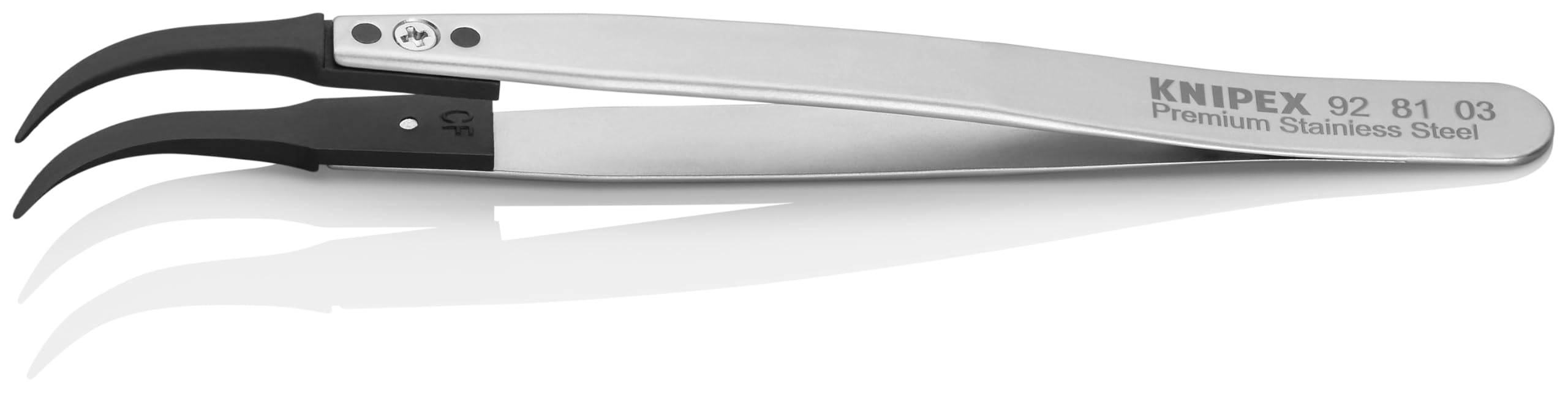 KNIPEX Pinzette mit Wechselspitzen ESD Mattiert Glatt 130 mm, 92 81 03