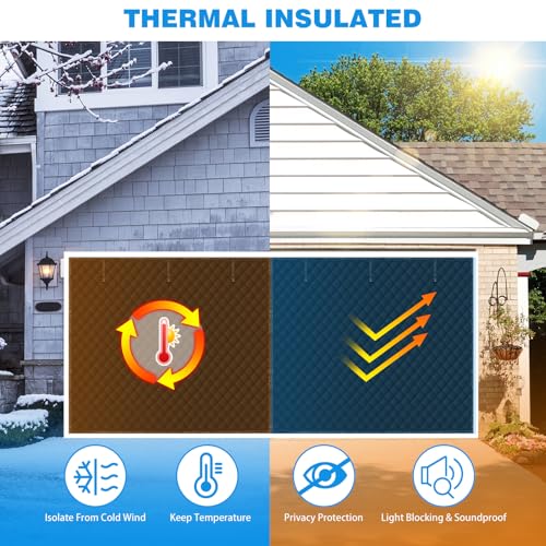 Eapele Garage Door Screen for Winter 16×7 FT, Garage Door Insulation Kit, Magnetic Thermal Insulated Door Curtain for 2 Car Garage, Oxford Cloth Thicken Cotton Door Screen