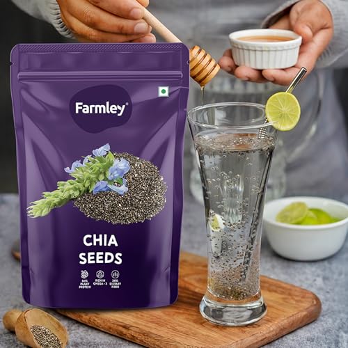 Image of Farmley Chia Seeds I 200g I Chia seeds for weight loss I Omega-3 Seeds for eating I Non GMO and fibre rich seeds (Pack of 2)