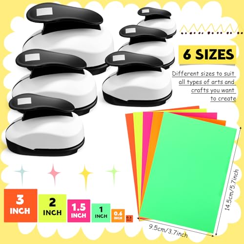 Image of CHENGU 6 Pcs Square Punch Set 3in /2in /1.5in /1in /0.6in /0.3in Scrapbook Hole Punchers Crafting with 10 Sticker Paper Square Cutter Scrapbook for Office Supplies DIY Albums Photos(Black)