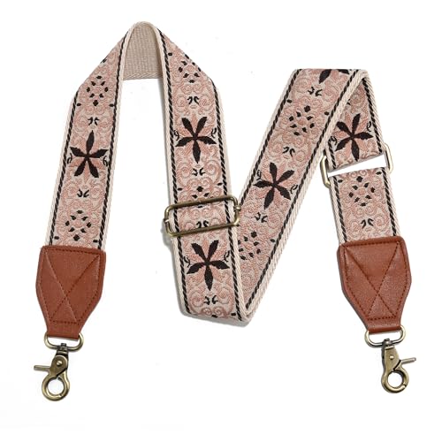 Image of LEMEDE Purse Strap,2 inch Leather End Shoulder Strap Adjustable Replacement,Retro Jacquard Multi-pattern Crossbody Bag Straps