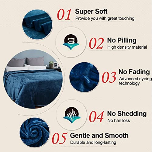 Image of Soft Blanket Warm Fuzzy Microplush Lightweight Thermal Fleece Blankets for Couch Bed Sofa,California King 102X108Inch,Peacock Blue