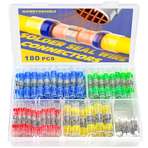 180PCS Solder Seal Wire Connectors-haisstronica Heat Shrink Solder Wire Connectors-Waterproof Butt...