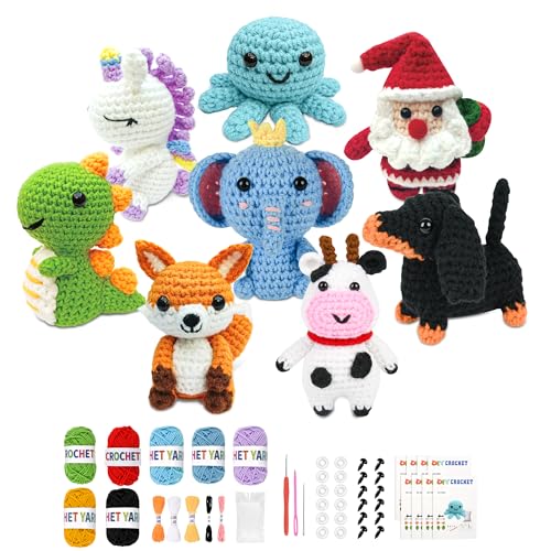 8Pcs Crochet Kit for Beginners, 2026 Great Christmas Gift for