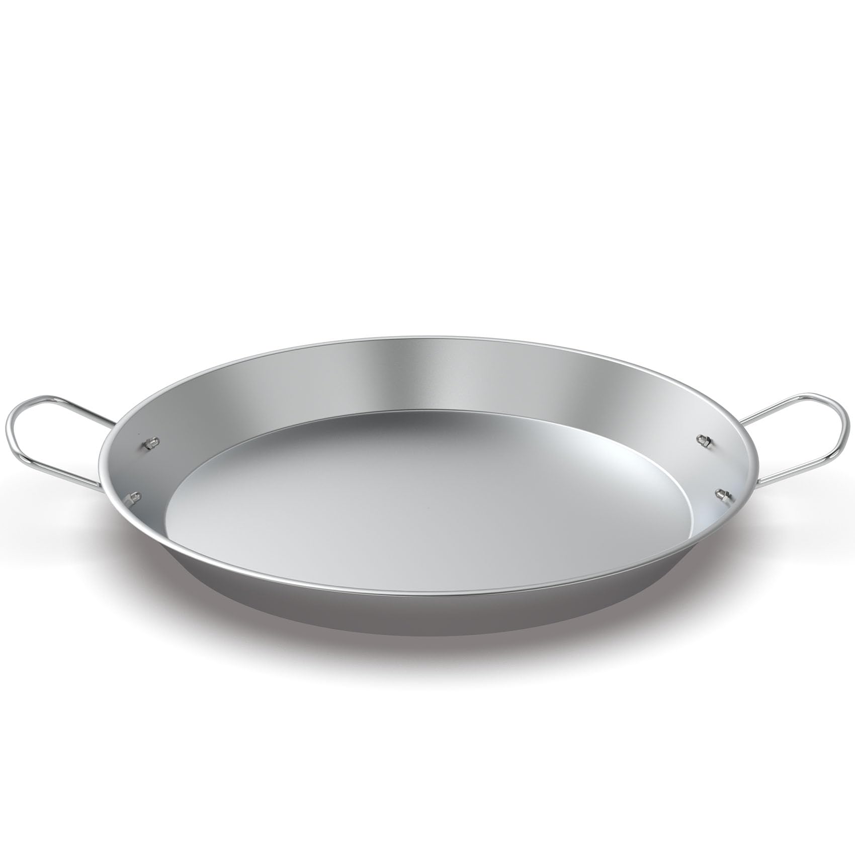 Stainless Steel Paella Pan with Handles, 18.5in Round Grill Griddle for TIKI Solo Stove Cuisinart Fire Pit Kamado Charcoal Grill Weber Kettle and More, Oven and Induction Safe for Indoor & Outdoor Use