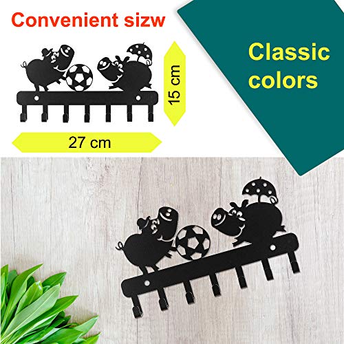 Image of Sehaz Artworks Metal Key Holder for Home | Bird Key Hooks | Key Holder for Home Decor Stylish | Key Stand for Wall (7 Hooks, Black)