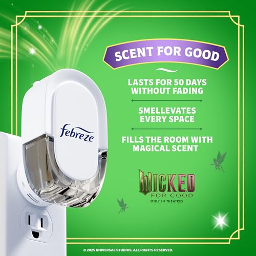 Febreze Plug In Air Freshener, "Wicked: For Good" Limited Edition Odor-Fighting Scented Oil Refill, Air Fresheners for Home and Bathroom and Kitchen, Long Lasting, Wonderfullest Woods, 2 Count - image 3