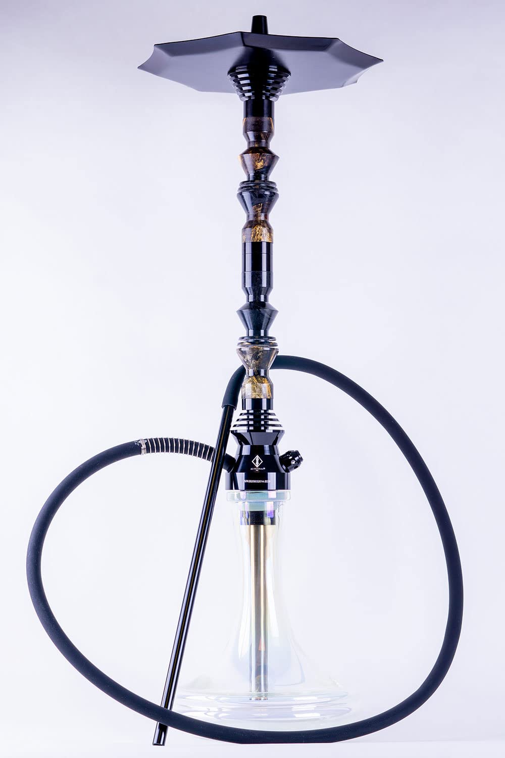 B2 Hookah Precious Cut Collection Double Black Oil Burl Wood INCLUDES MATCHING VASE