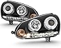 [For 2006-2009 Volkswagen MK5 VW Rabbit Jetta GTI Halogen Model] LED Halo Ring Black Projector Headlight Headlamp Assembly, Driver & Passenger Side