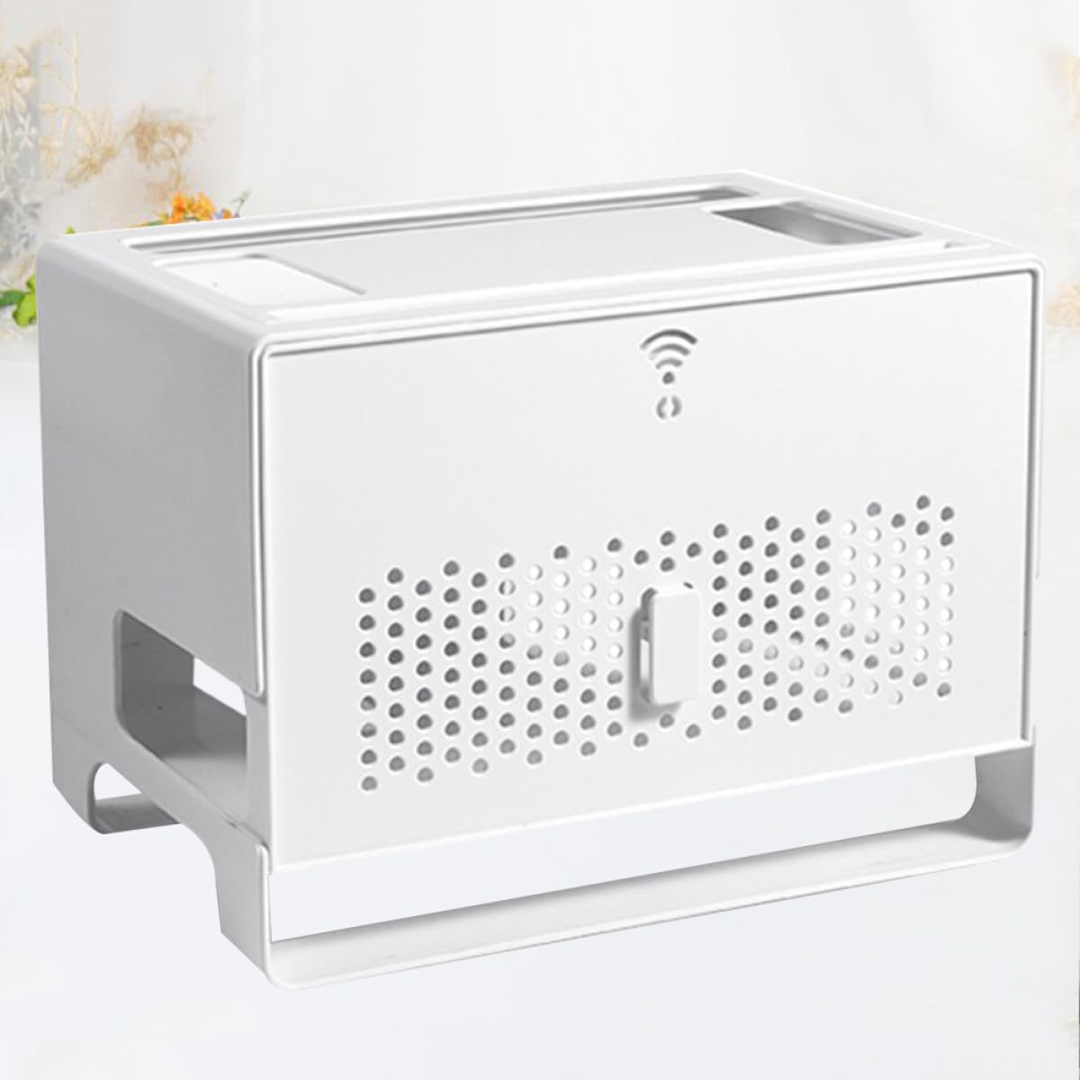 Gadpiparty Scatola Organizer per Router in Abs, Doppio Strato e Pannello Superiore Staccabile, Gestione Cavi Retro Traforato per Casa e Ufficio