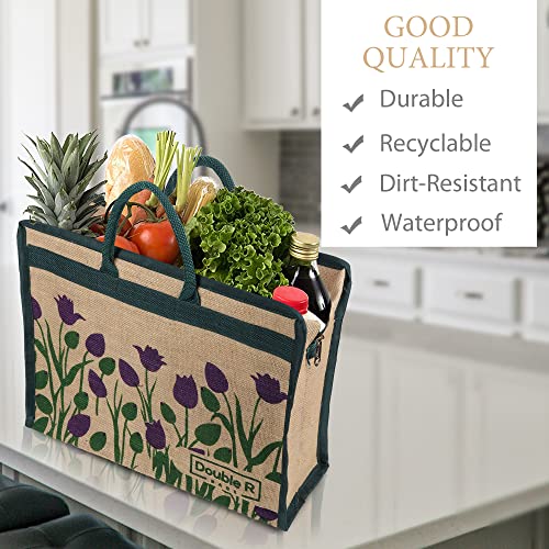 Image of DOUBLE R BAGS Jute Eco-Friendly Tote Bag: Stylish, Spacious, and Sustainable - Perfect for Everyday Errands and Adventures!