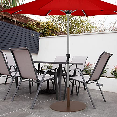 Giantex Patio Umbrella Base, 50 LBS Rolling Heavy-Duty Round Umbrella Stand, 27.5 Inch Outdoor Steel Umbrella Holder with 2 Tightening Knobs, Suitable for Poolside, Backyard, Lawn, Garden