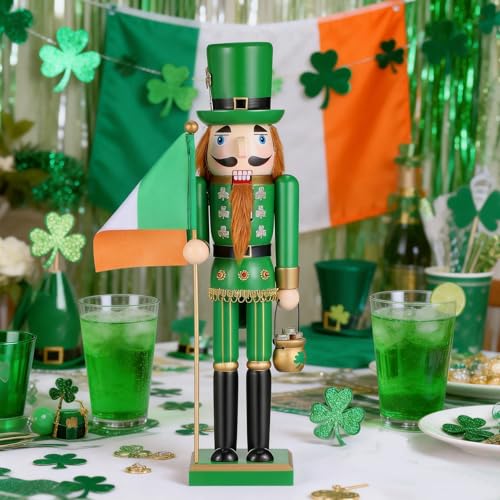 Casse-noisette en bois de la Saint-Patrick vert avec trèfle pour cheminée - 5
