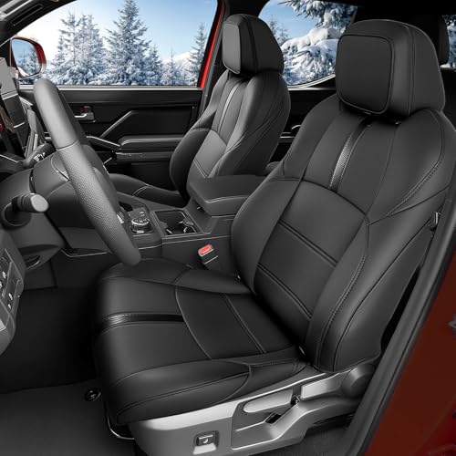 DiffCar for Toyota Tacoma Seat Covers 2024 2025 2026(Gas Only) Full Set Faux Nappa Leather Truck Accessories for Tacoma Double Cab 4th Gen Car Pickup Seat Protector Custom Fit Front Rear Seat Black