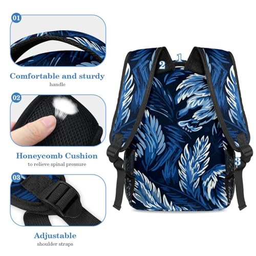 Cartables grande capacité imprimé patte bleu abstrait cool avec trousse - 4