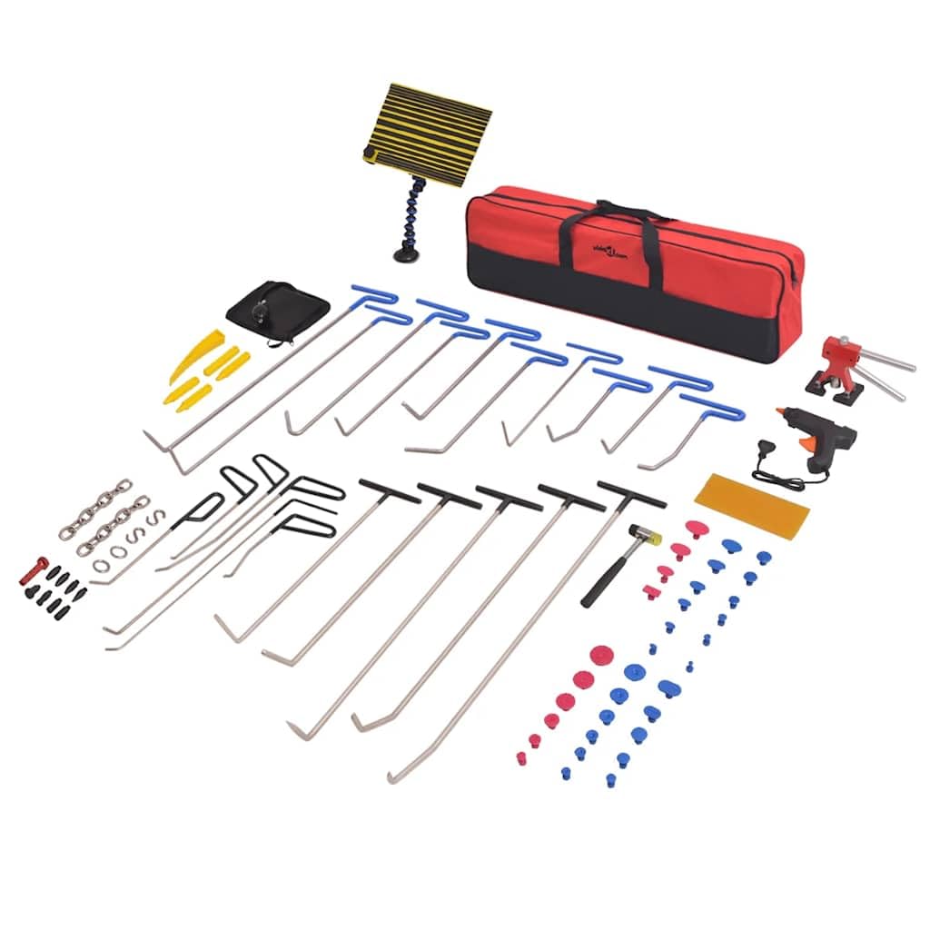 87-tlg. Ausbeulwerkzeug-Set aus Edelstahl für Fahrzeugreparatur, Auto, Kfz, Werkstatt, Garage, Heimwerker, Reparatur- und Wartungsarbeiten, inklusive Schraubenzieher, Zange, Hammer, Meißel