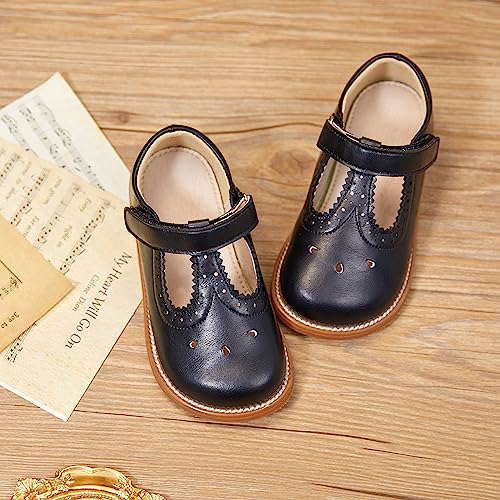 Image of GINFIVE Toddler Girls Dress Shoes Little Kids Flats School Mary Janes Shoes