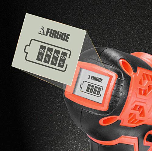 KUANDARYJ Leistungsanzeige Akku-Bohrschrauber Akkuschrauber 12volt Set mit LED-Arbeitslicht Akku-Schlagbohrschrauber Profi-Koffer, Black – Bild 4