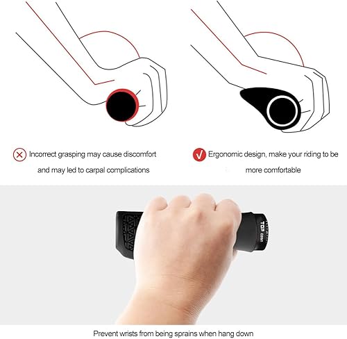 Vista 119 de Empuñaduras de manillar de bicicletas, empuñaduras ergonómicas de aluminio para bicicleta, vibraciones de amortiguación, empuñaduras de manillar