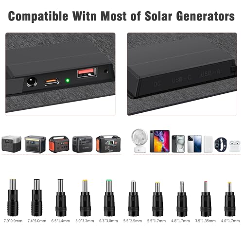 Image of SOKIOVOLA 60W Portable Solar Panels NextGen Foldable Solar Panel Charger Kit 25% Efficiency with DC USB-C USB-A Output ETFE IP68 Waterproof Solar Panel for Travel Outdoor Camping RV Trip