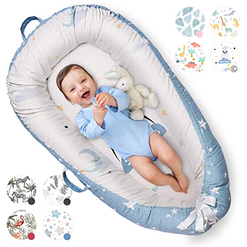 Image of Pillani Baby Lounger for Newborn - Newborn Lounger for 0-12 Months, Breathable & Portable Infant Lounger - Adjustable Cotton Soft Baby Floor Seat for Travel, Baby Essentials - Baby Registry Search
