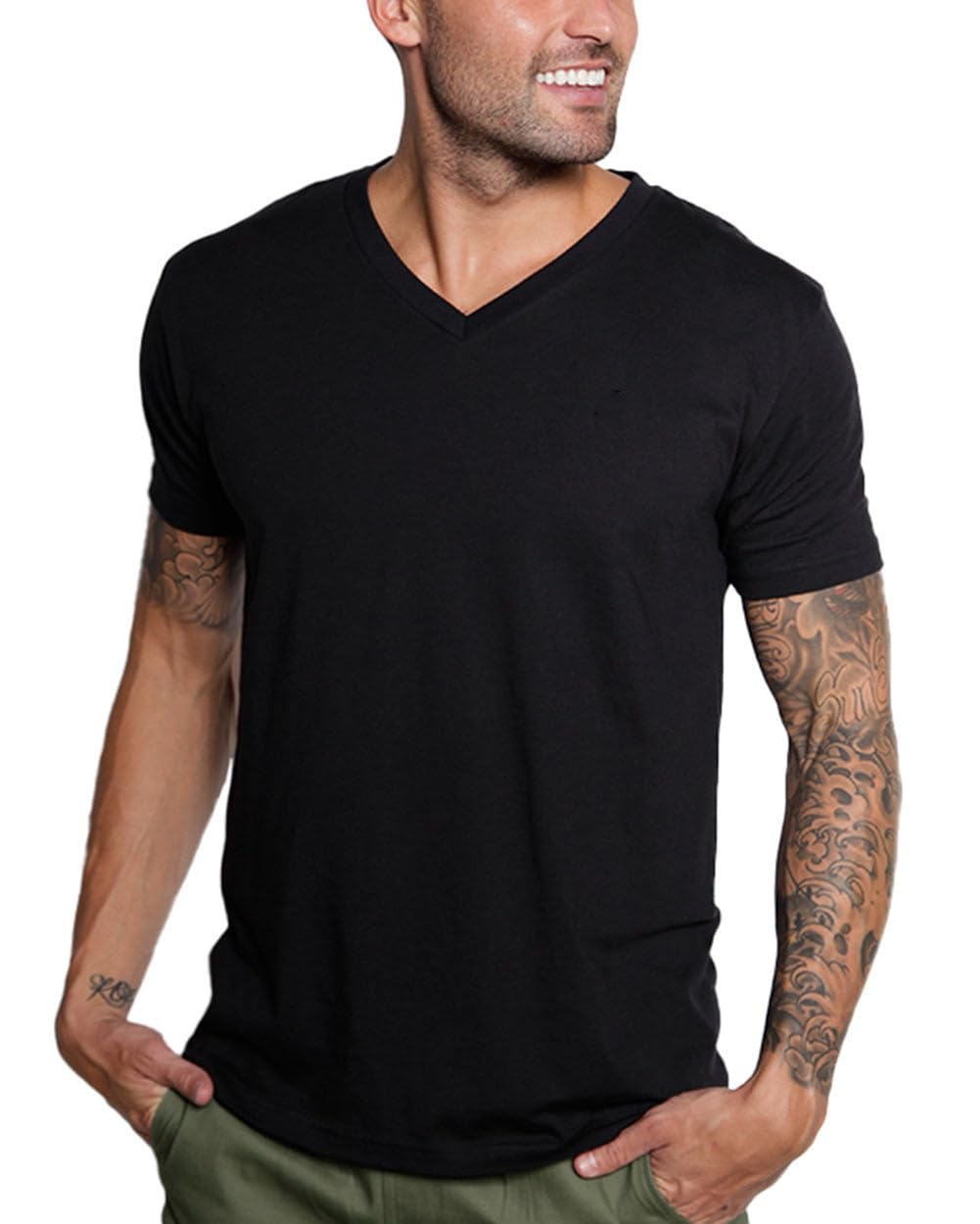Premium V Neck T Shirts for Men - Modern Fitted Tees S - 2XL Vneck Undershirts