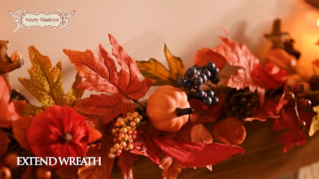 Guirlande D'Automne 150 Cm - Couronne Porte Avec Citrouille, Baies Et Feuilles D'Érable - Décoration Automne Valery Madelyn