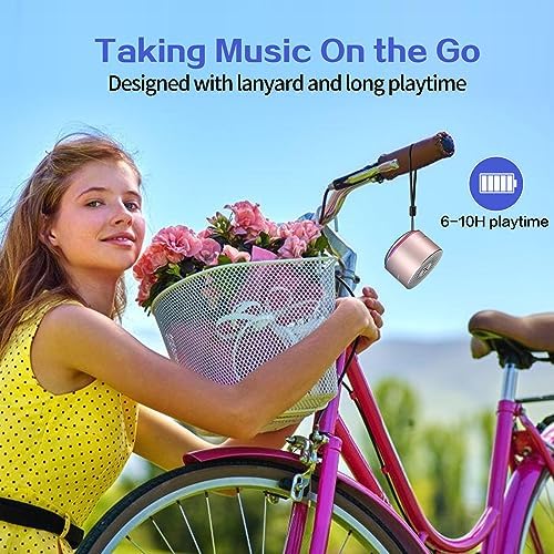 LENRUE A2 Portable Wireless Bluetooth Speaker with Lights and Lanyard,5W Mini Small Metal Speakers Bluetooth 5.0/Aux-in for iPhone Android Home Outdoor, Gifts for Women/Girls - 4