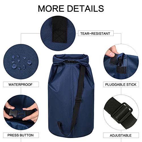 Wowlive Extra Large Foldable Laundry Bag Durable Laundry Basket Collapsible Laundry Hamper Backpack Laundry Linerdirty Clothes Hamper Standing Waterproof Hampers For Laundry Dorm Room(Dark Blue) #TOP2