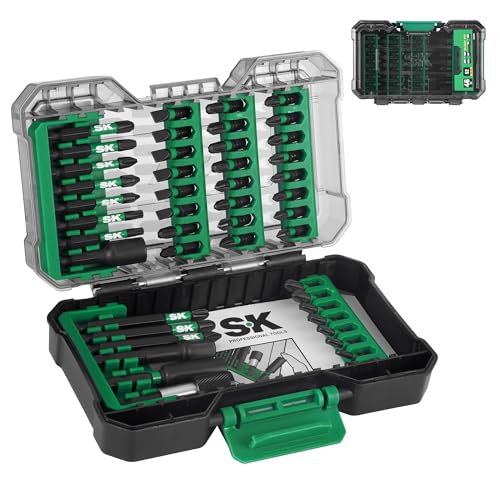 SK 46-Piece Screwdriver Bit Set, Impact driver Bits with Torsion‑Buffer Design, S2 Steel, Organized in Storage Case
