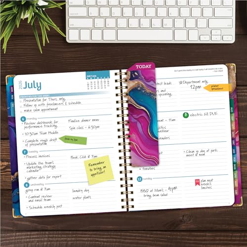 HARDCOVER Academic Year 2026-2027 Planner: 14 Months (May 2026 Through June 2027) 8.5"x 11" Daily Weekly Monthly Planner Yearly Agenda. Bookmark, Pocket Folder and Sticky Note Set (Pink Purple Marble) - Image 2