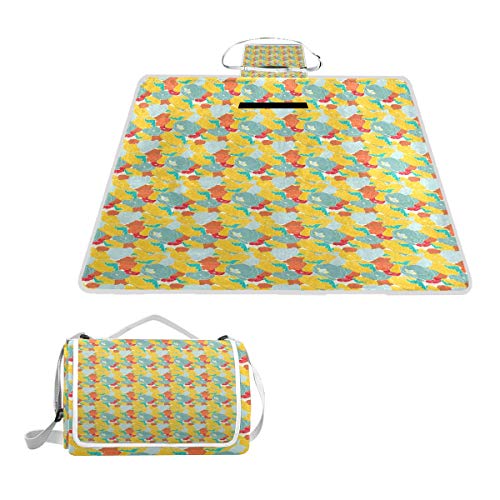 XINGAKA Picnic Blanket,Spring Nature Inspired Artwork With Poppies And Striped Petals Vintage Revival，Large Beach Blanket Outdoor Camping,Waterproof Backing,Foldable