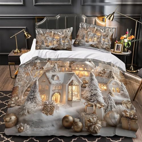 Housse de Couette Noël en Microfibre Résistante avec Impression 3D