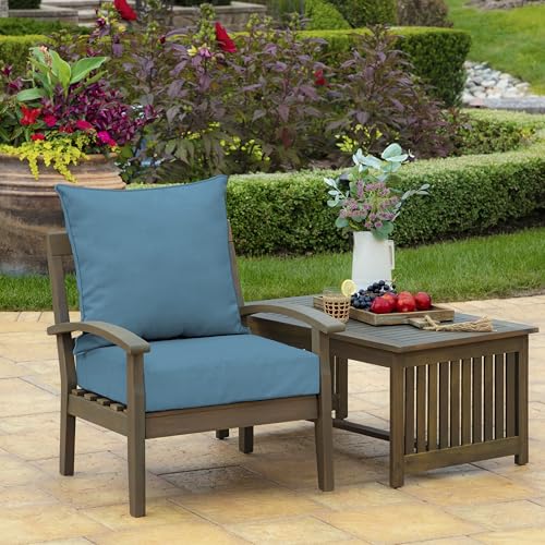 Image of Arden Outdoor Deep Seat Cushion Set, 22 in x 24 in, Weather-Proof, Rain-Proof, Fade Resistant Patio Cushion French Blue Texture