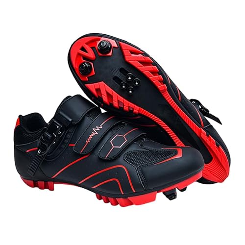 Hixingo Fahrradschuhe Herren Damen Rot MTB Radsportschuhe Mountainbike Schuhe Sneaker Atmungsaktive Outdoor-Radschuhe Fahrrad SPD Kompatibles MTB Schuhe, 40 EU