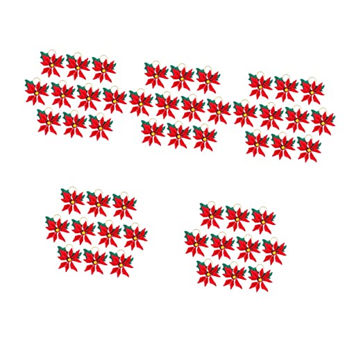 Décorations de Noël artificielles : lot de 40 fleurs rouges et cordes pour sapin festif