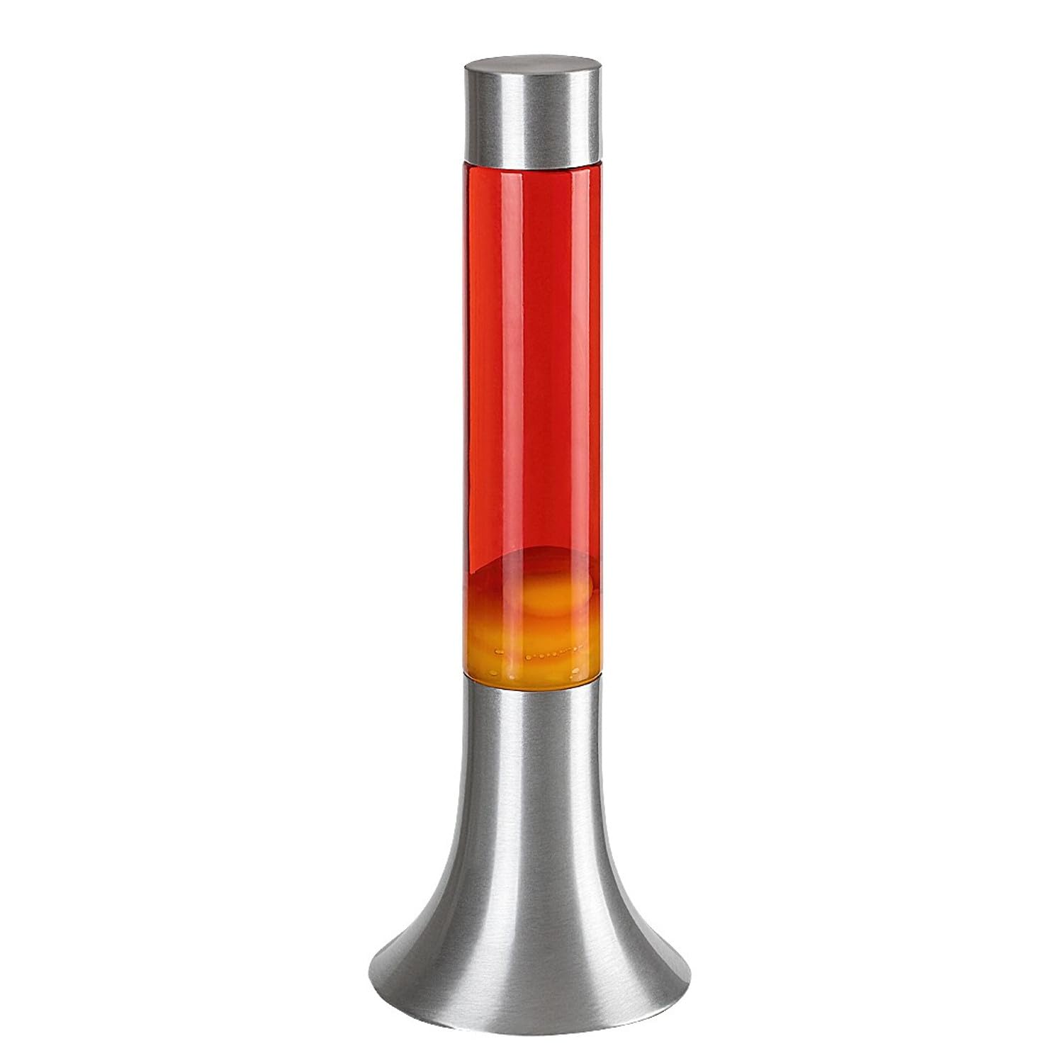 Rabalux Poppilol – Lampe à lave décorative 25W, métal argenté, cire jaune et liquide rouge, effet lumineux apaisant, 3000K, verre transparent, idéal salon chambre