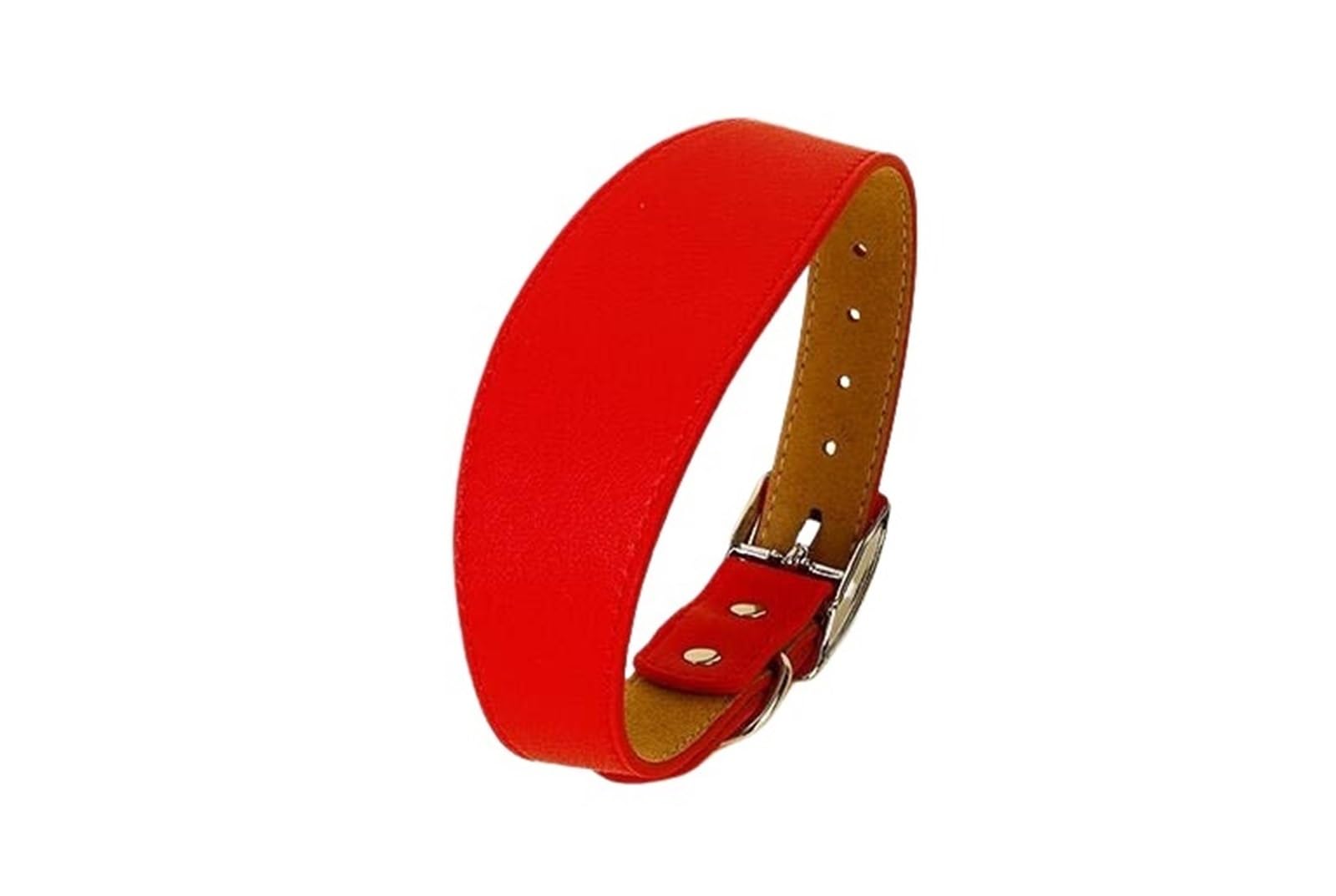 Wide Leather Dog Collar for Small Medium Large Dogs - Greyhound Deerhound Whippet Dachshund Pet Accessories(Red,S)
