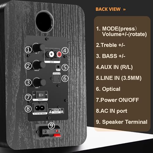 Image of LONPOO Bluetooth Bookshelf Speakers for Turntable - Wireless 60W RMS Bluetooth - Powerful Home Music System - Home Theater Systems, Studio Monitors