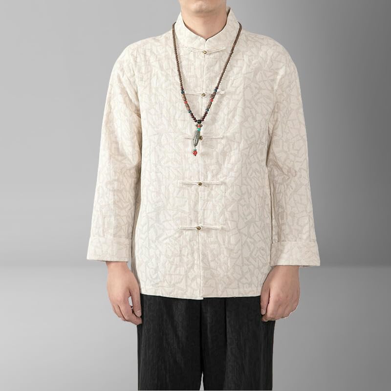 Chemise style chinois homme en lin et coton pour look rétro décontracté - 2